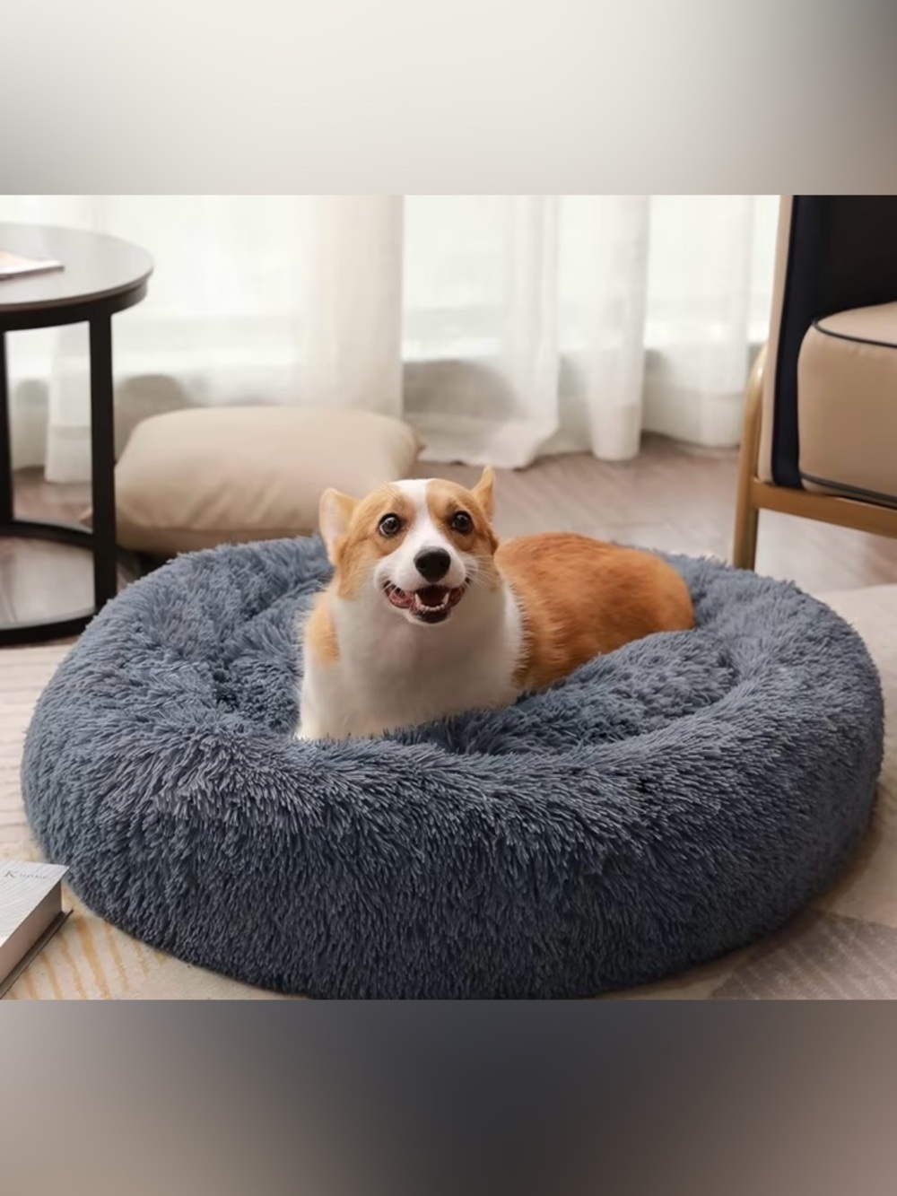 Medium Plush Donut Dog Or Cat Bed - Gray
